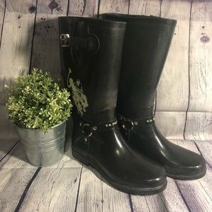 U.S. Polo Assn. Black Rubber Boots size 8.5